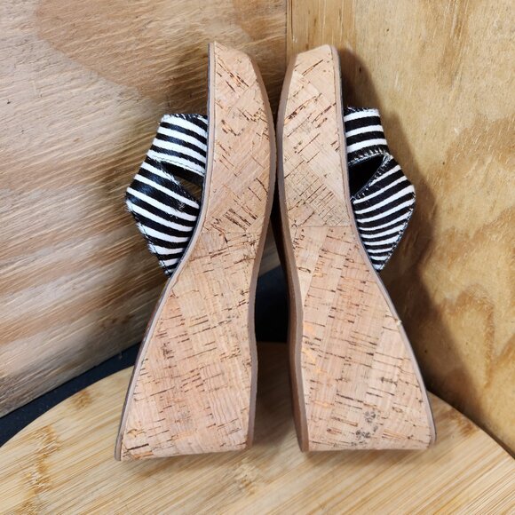Sam Edelman Reid Zebra Stripe Cork Platform Wedge Sandals Size 5 - Picture 7 of 9